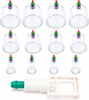 Birud 12 Pcs Massage Cans Cups Vacuum Cupping Kit Pull Out Vacuum Apparatus Therapy Relax Massager Body Suction Pumps Hijama Cupping Kit Set Massager
