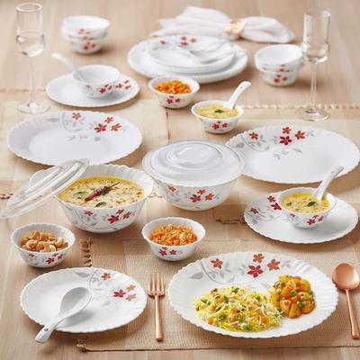 Larah by Borosil Pack of 34 Opalware 34 N D/SET ROSALIE GALAXY Dinner Set
