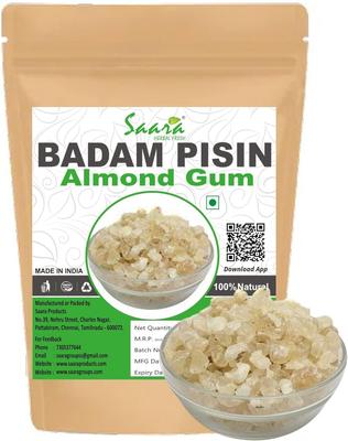 SAARA PRODUCTS Badam Pisin,50g, Almond Gum, Gond katira, Badam Gonth, Badam Resin, Dried Gum