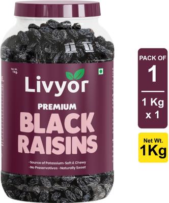 LIVYOR Afghani Black Raisins Seedless | Dry Fruits Raisins