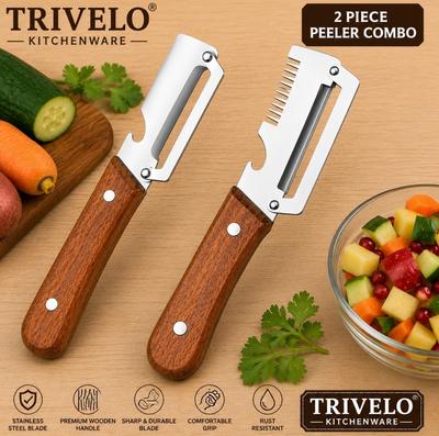TRIVELO 3 in 1 Peeling Knife Vegetable Peeler Paring Knife Bottle Opener Straight Peeler