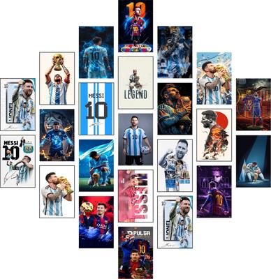 Lionel Messi Wall Collage Kit Posters (33 Pieces) | Football Legend Aesthetic Wall Decor | Premium HD Sports Posters for Bedroom, Living Room & Gaming Room Photographic Paper
