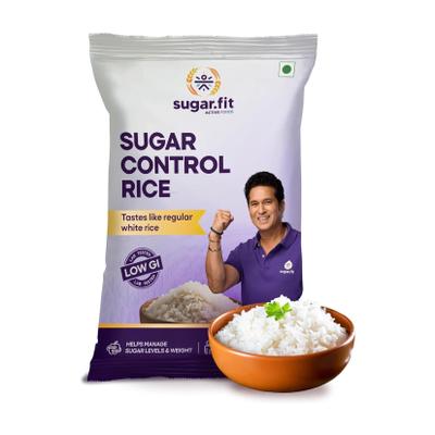 Sugar.fit Sugar Control Low GI Sona Masoori Rice | Whole Grain |Supports Weight & Diabetes Sona Masoori Rice (Full Grain, Unpolished)