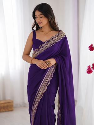 KRIDHRISH CLOTHING Embroidered Bollywood Art Silk Saree