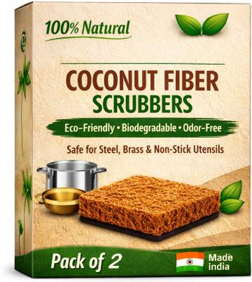 SoftVibes Coco Coir Dishwash Scrubber, Eco-Friendly, Safe & Chemical-Free, Scrub Pad