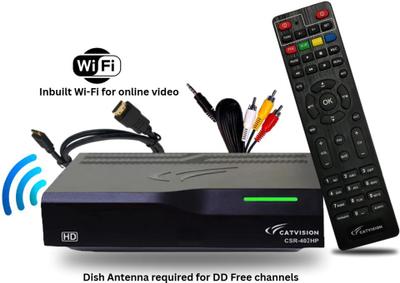 Catvision DD FreeDish DTH MPEG4 HD Set Top Box for 115+ FREE TV & WiFi Media Media Streaming Device