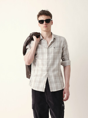 THE BEAR HOUSE Men Slim Fit Checkered Spread Collar Casual Shirt
