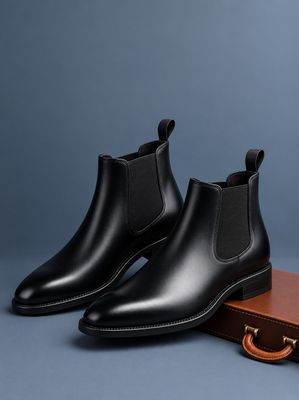 Vortoxia Men's Modern Black Chelsea Casual Shoes