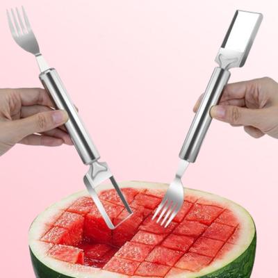 STYLECART 2 in 1 Fruit Cutter Slicer Corer Durable Tool Disposable Stainless Steel Fruit Fork Set