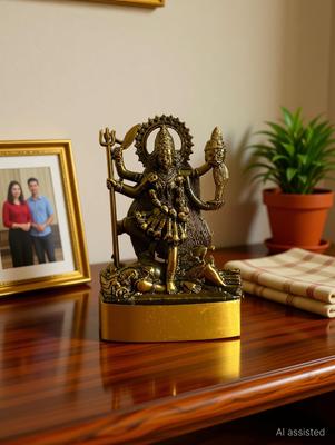 sanskaari durga maa Kali Murti Antique Gold Metal Statue Decorative Showpiece - 12 cm