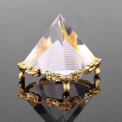 Divine Creations Crystal Pyramid Vastu with Stand Given Positive Energy to your Home & Workspace Decorative Showpiece - 5 cm