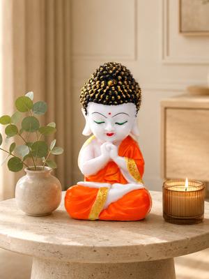 Flipkart Perfect Homes Praying Baby Buddha Marble Dust Decorative for Home Decor, Living Room, & Office Decorative Showpiece - 10 cm