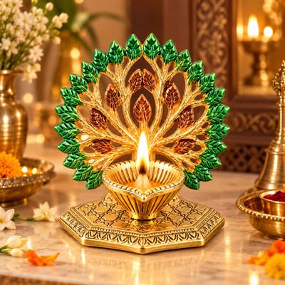 DreamKraft Tree of Life Decorative Aluminium Diya 10 x 8 x 10 cm Decorative Showpiece - 10 cm