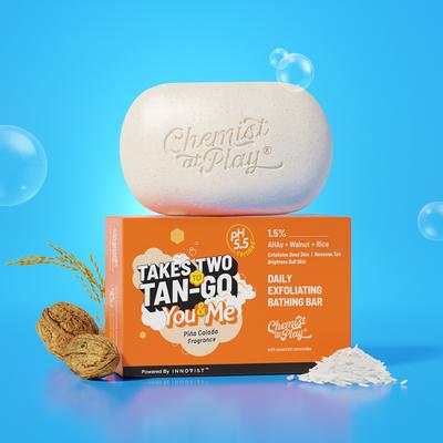 Chemist at Play Exfoliating Bathing Bar | AHA, Walnut, Rice | Detans & Brightens | pH 5.5 Soap