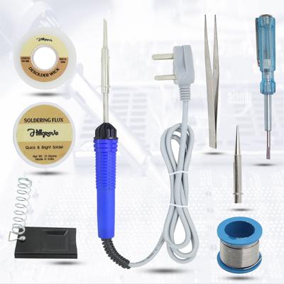 Hillgrove Electronic 8in1 Mobile Soldering Iron Equipment Tool Machine Combo Kit Set with Flux Paste and Wire 25 W Simple