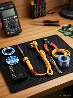 Walkers Electronic 7in1 Mobile Soldering Iron Equipment Tool Machine Combo Kit Set with Flux Paste and 5 Meter Wire 25 W Simple