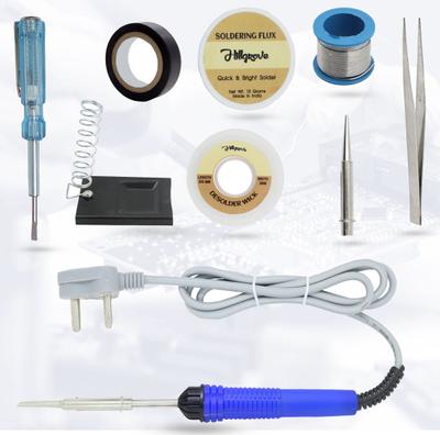 Hillgrove Electronic Repairing 9in1 Mobile Soldering Iron Equipment Tool Machine Combo Kit Set with Flux Paste and Wire 25 W Simple
