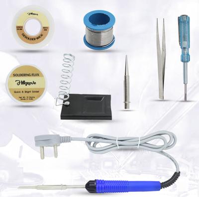 Hillgrove Electronic Repairing 8in1 Mobile Soldering Iron Equipment Tool Machine Combo Kit Set with Flux Paste and Wire 25 W Simple