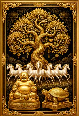 RSB HUB 47 cm Vastu Decorative Wall Sticker for Wealth Money Success Positivity(Without Frame) Self Adhesive Sticker