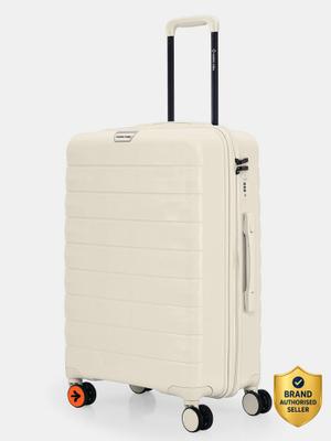 NASHER MILES Vienna Hard-Sided Polypropylene - Luggage White Cream 65cm Trolley Bag Check-in Suitcase 8 Wheels - 24 inch