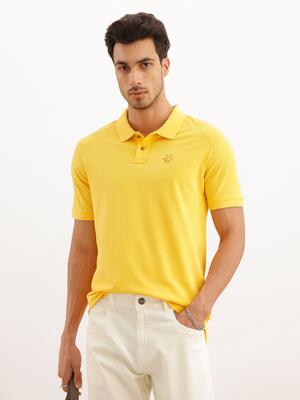 WROGN Printed Men Polo Neck Yellow T-Shirt
