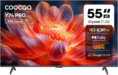 Coocaa Y74 Pro 138 cm (55 inch) QLED Ultra HD (4K) Smart Google TV with Dolby Vision & Dolby Atmos | 120Hz Game Accelerator | ALLM & MEMC | Wide Colour Gamut | 30W Sound Output | 32 GB Storage