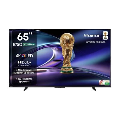 Hisense 65E75Q 164 cm (65 inch) QLED Ultra HD (4K) Smart VIDAA TV with 48W Powerful Speakers , Dolby Vision-Atmos , Cricket Mode , Game Mode Plus , Hands-Free Voice Control , VIDAA OS