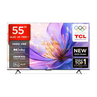 TCL T89C 139 cm (55 inch) QLED Ultra HD (4K) Smart Google TV with HVA Panel | Dolby Vision- Atmos, 35W ONKYO 2.1 Hi-Fi System | 144 Hz VRR | MEMC 120 Hz