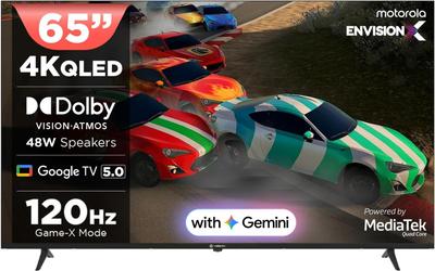 MOTOROLA 165 cm (65 inch) QLED Ultra HD (4K) Smart Google TV with 5.0 with 48 W speaker, 120Hz Game accelerator, and Dolby Atmos