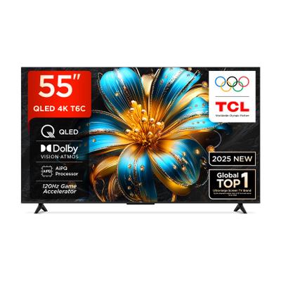 TCL T6C 139 cm (55 inch) QLED Ultra HD (4K) Smart Google TV with HDR 10+ | Dolby Vision- Atmos 24W |120 Hz Game Accelerator (DLG) | Metallic Bezel-Less