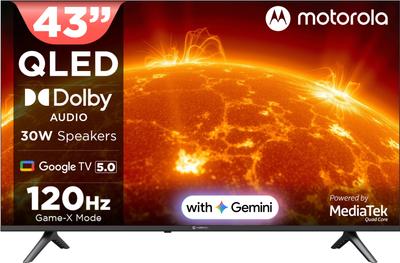 MOTOROLA 108 cm (43 inch) QLED Ultra HD (4K) Smart Google TV 2025 Edition with 5.0 OS, 30 W speaker, 120Hz Game accelerator, and Dolby Audio