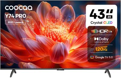Coocaa Y74 Pro 108 cm (43 inch) QLED Ultra HD (4K) Smart Google TV with Dolby Vision & Dolby Atmos| 120Hz Game Accelerator| ALLM| MEMC| Wide Colour Gamut| 30W Sound| 32 GB Storage
