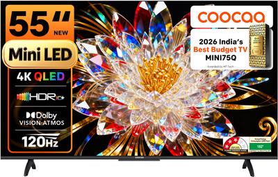 Coocaa 138 cm (55 inch) Ultra HD (4K) Mini LED Smart Google TV 2025 Edition with Local Dimming - 2025 Edition | Dolby Vision & Dolby Atmos | HDR 10+ | Filmmaker Mode | 120Hz Game Accelerator | ALLM & MEMC | Wide Colour Gamut | 36W Sound | 32 GB Storage