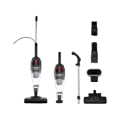 AGARO Regal Plus Upright Hand-held Vacuum Cleaner 2-in-1, Stick Dry Vacuuming, for Home Use, 800 Watts, 6.5 kPa Suction Power, Bagless, Black with Reusable Dust Bag