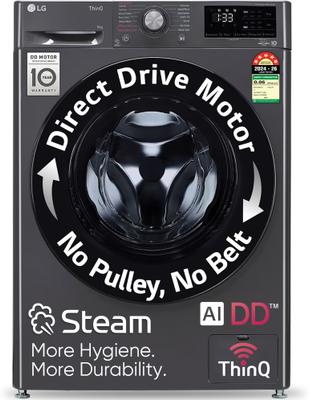 LG 9 kg 5 Star with AI Direct Drive, 6 Motion, Inverter Direct Drive, Steam and Wi-Fi Enabled Fully Automatic Front Load Washing Machine with In-built Heater Black