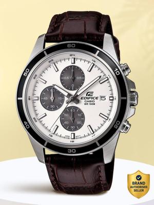 CASIO EFR-526L-7AVUDF Edifice EFR-526L-7AVUDF Silver Dial Brown Leather Band Analog Watch - For Men