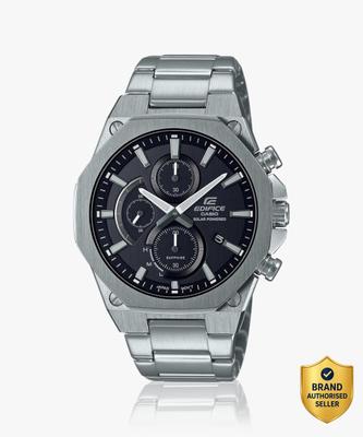 CASIO EFS-S570D-1AUDF Edifice Black Dial Silver Stainless Steel Band Analog Watch - For Men