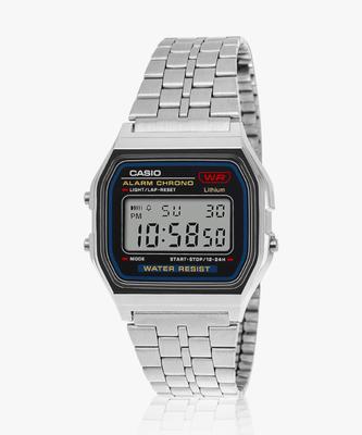 CASIO A159WA-N1DF Vintage Black Dial Silver Stainless Steel Band Digital Watch - For Men & Women