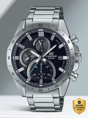 CASIO EFR-571D-1AVUDF Edifice Black Dial Silver Stainless Steel Band Analog Watch - For Men