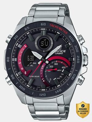 CASIO ECB-900DB-1ADR Edifice ECB-900DB-1ADR Black Dial Silver Stainless Steel Band Analog-Digital Watch - For Men