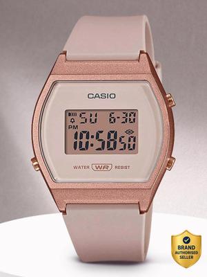 CASIO LW-204-4ADF Vintage Rose Gold Dial Pink Resin Strap Digital Watch - For Men & Women