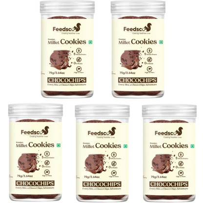 Feedsco Millet Choco Chips Cookies - Multigrain, Premium Healthy Snack (Each Pack 75g) Cookies