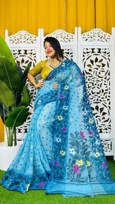 Rnn Saree Embroidered Jamdani Cotton Silk Saree