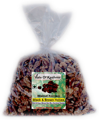 vale of kashmir Walnut Kernels Black & Brown Halves, Natural Brown & Black, Walnuts