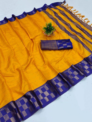 Houseofcommon Woven Kanjivaram Cotton Silk Saree with Unstitched Blouse
