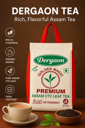 Dergaon Goldenmagic Strong CTC chai patti Premium Kadak Assam Black Tea Pouch