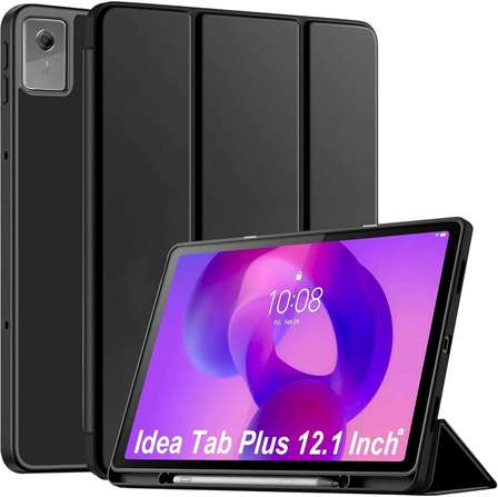 Proelite Flip Cover for Lenovo Idea Tab Plus 12.1 inch 2025 case Cover, Soft Flexible Flip Case [Recoil Series] (Black, Artificial Leather)