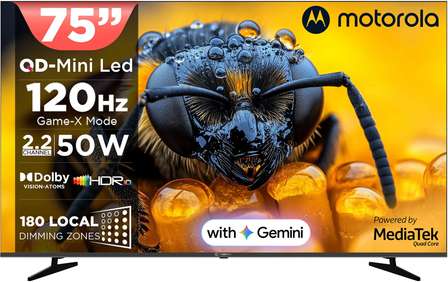 MOTOROLA 190 cm (75 inch) Ultra HD (4K) Mini LED Smart Google TV ...more