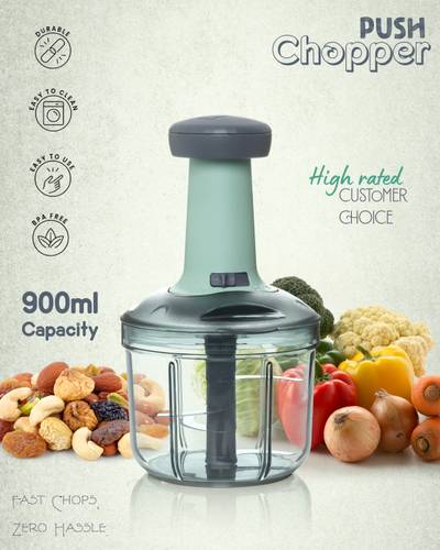 OFFYX Big size hand push 900 ML with 4 Stainless Steel Blades Vegetable & Fruit Chopper
