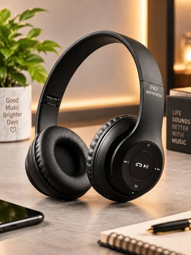 ShreeVistaar Headphones With Soft Protein Leather Ear Pads Blueto...more